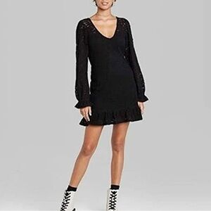Wild Fable Elegant Black Long Sleeve lace Dress